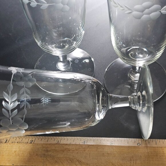 3 Etched Flower Garland Ice Tea Glasses 5.5" Crystal cottagecore romantic - Picture 5 of 6